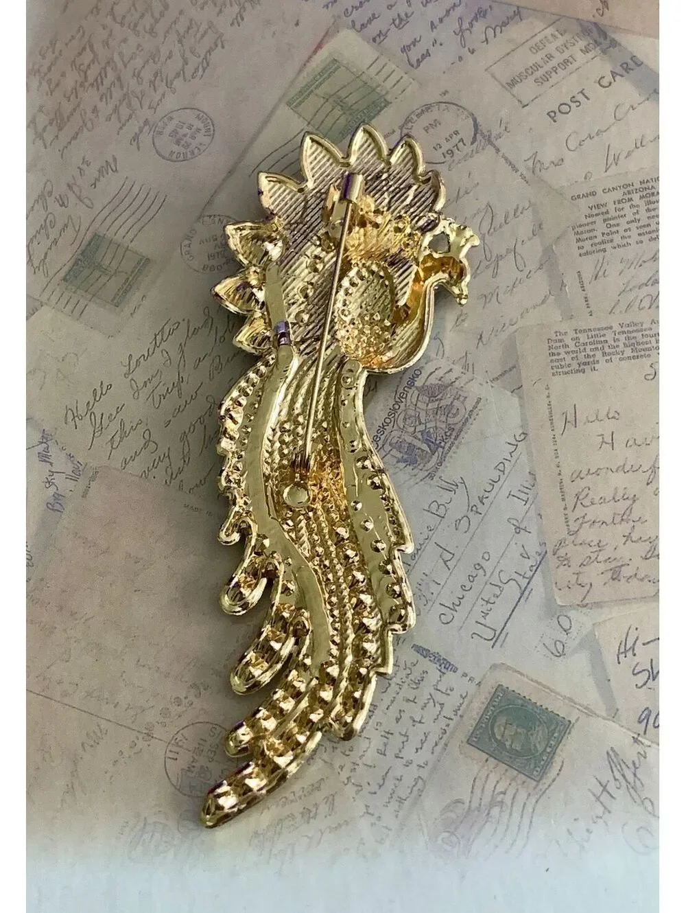Sparkling Blue & Green Peacock Brooch with Rhinestones - Eye-Catching Accessory